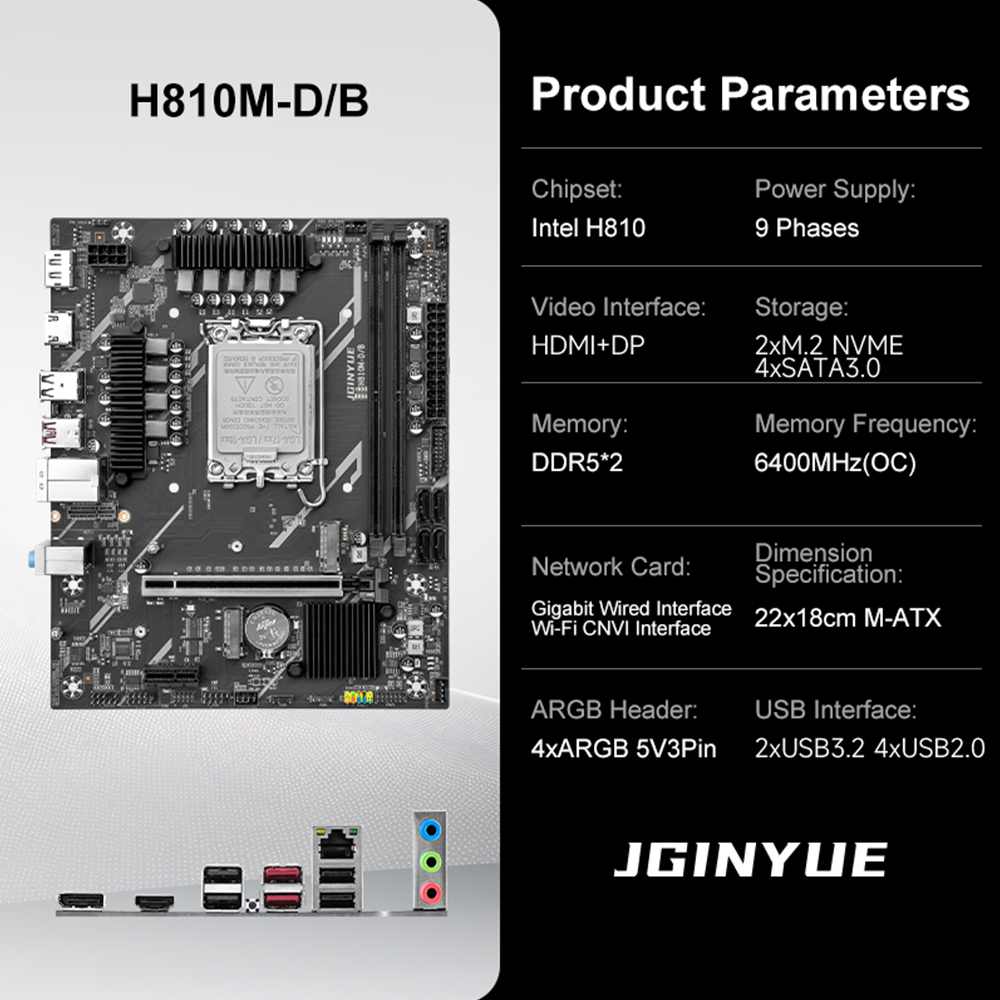 JGINYUE H810 Motherboard Intel - Ddr5 64Gb review and price